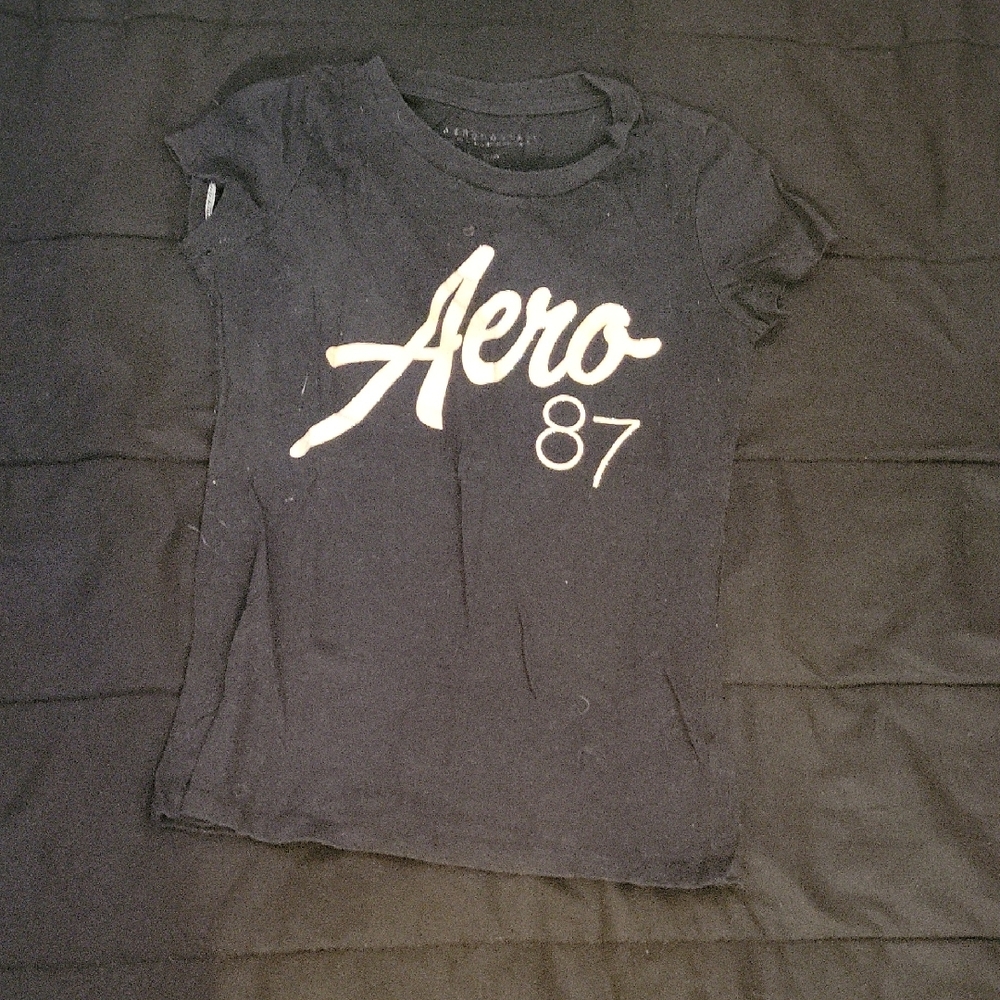 Aeropostale Black Short Sleeve Tee Aero 87